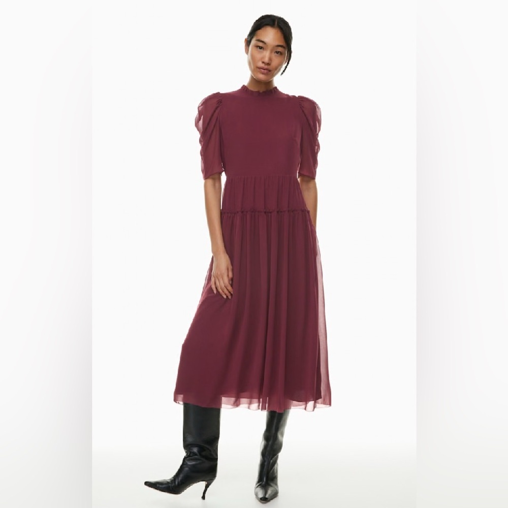 New Aritzia Wilfred Parlour Chiffon fit-and-flare maxi dress - Picture 4 of 15